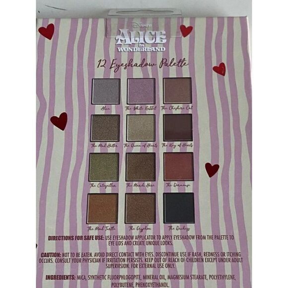 Set Of 12 Shades DISNEY ALICE In WONDERLAND EYESHADOW PALETTE W/ Mirror NEW - Picture 14 of 16